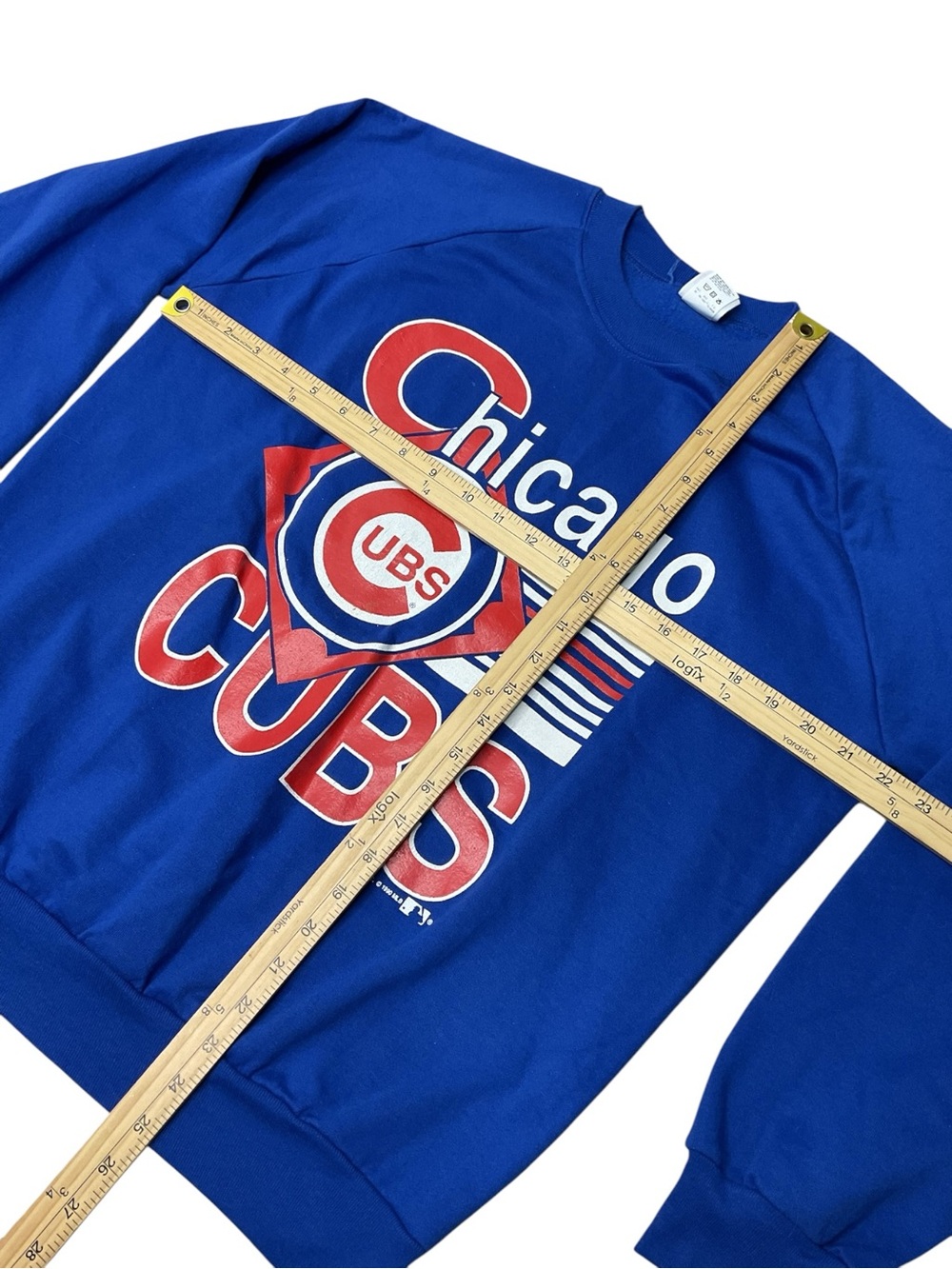Vintage 1990 Chicago Cubs MLB Crewneck Sweatshirt USA Made Size L Blue - Picture 4 of 7